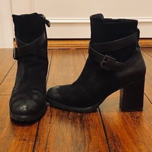 Distressed suede booties from Paris